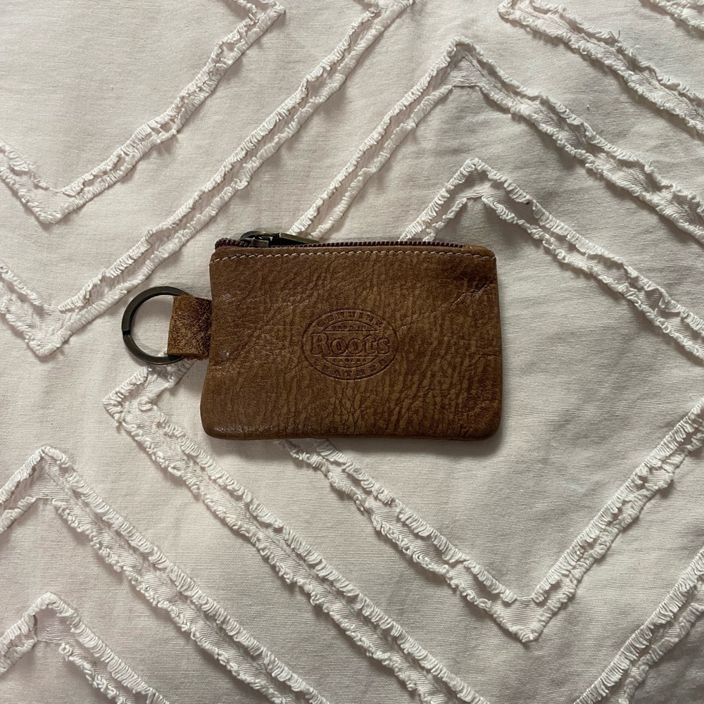 Roots Brown Leather Keychain Wallet